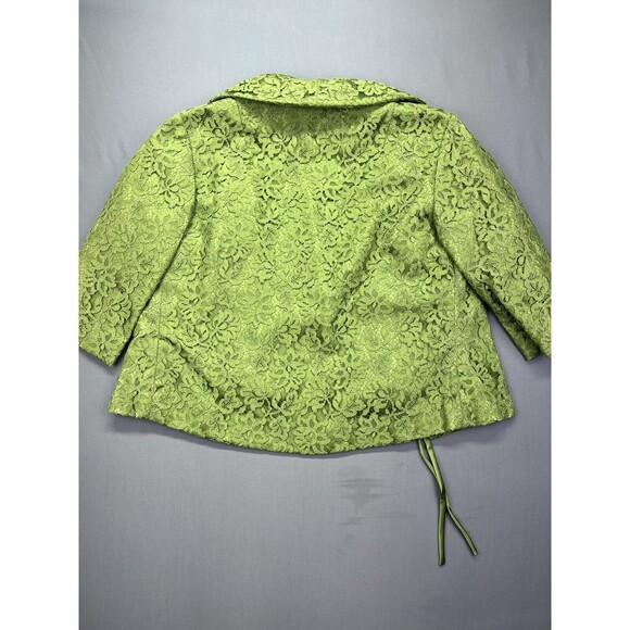 VTG Hand Made by Minnie Griffith Green Lace Floral Jacket XS/S - Picture 11 of 15